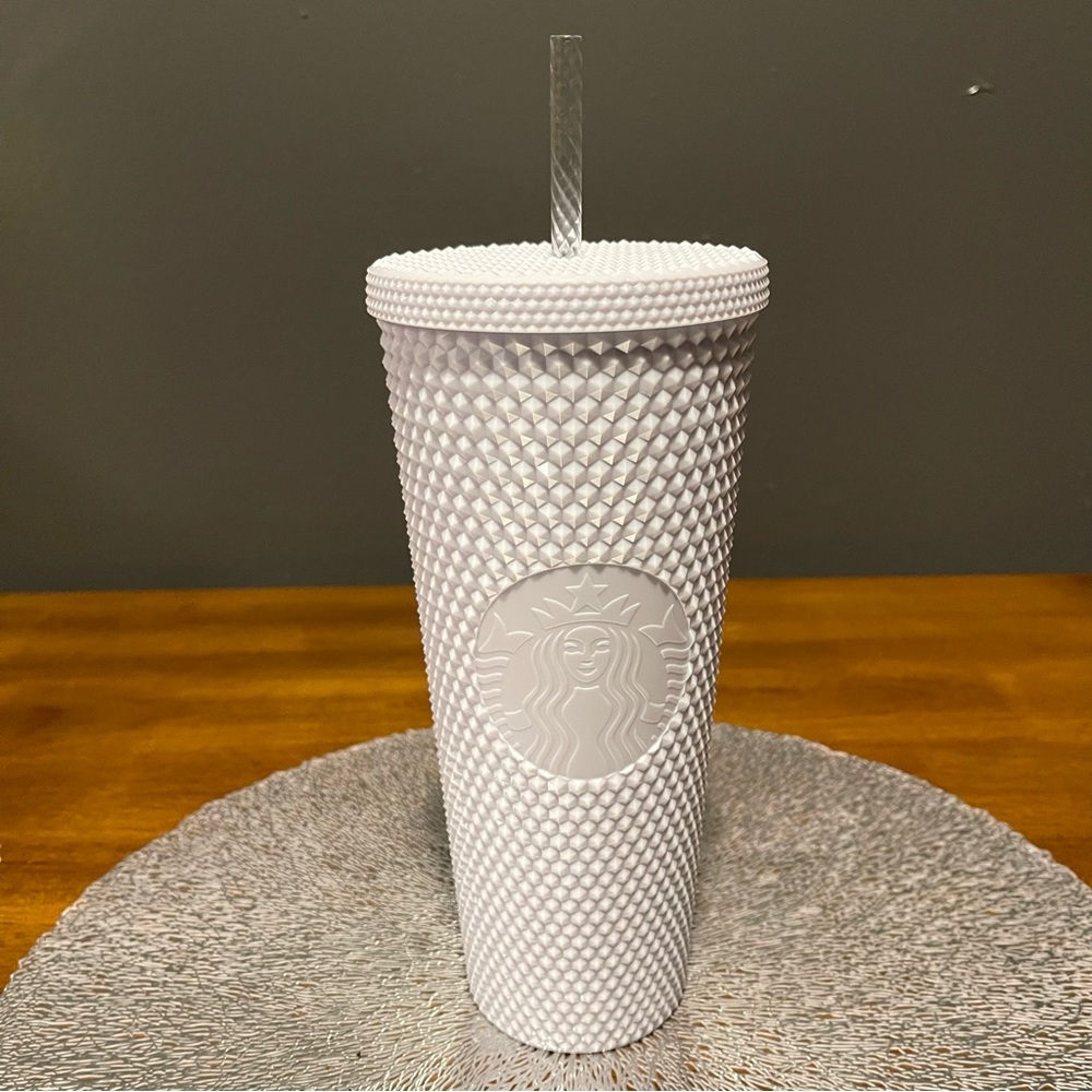 STARBUCKS SPRING 2024 WHITE STUDDED BLING 24oz NWT ! TUMBLER